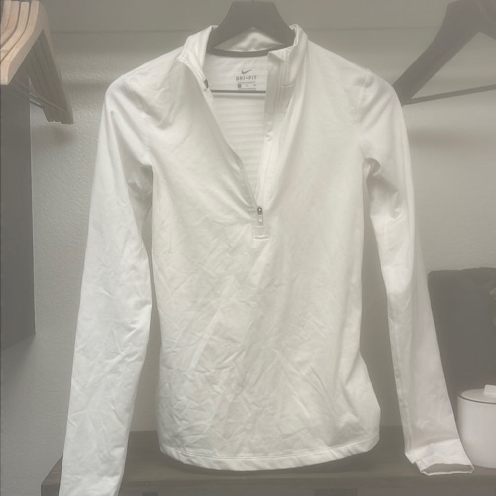 White Nike quarter zip dry fit